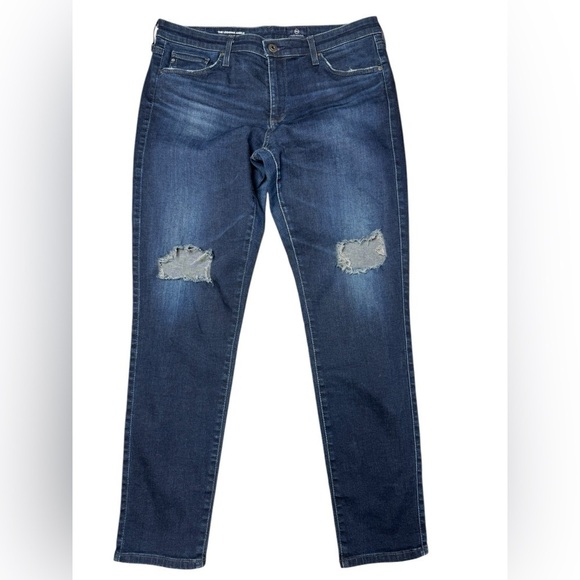AG Adriano Goldschmied Women’s Dark Wash Distressed Skinny Jeans Size 31 Regular - Picture 1 of 13